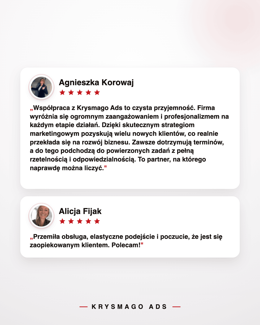 Opinie klientek Agnieszki Korowaj i Alicji Fijak o Krysmago&nbsp;Ads